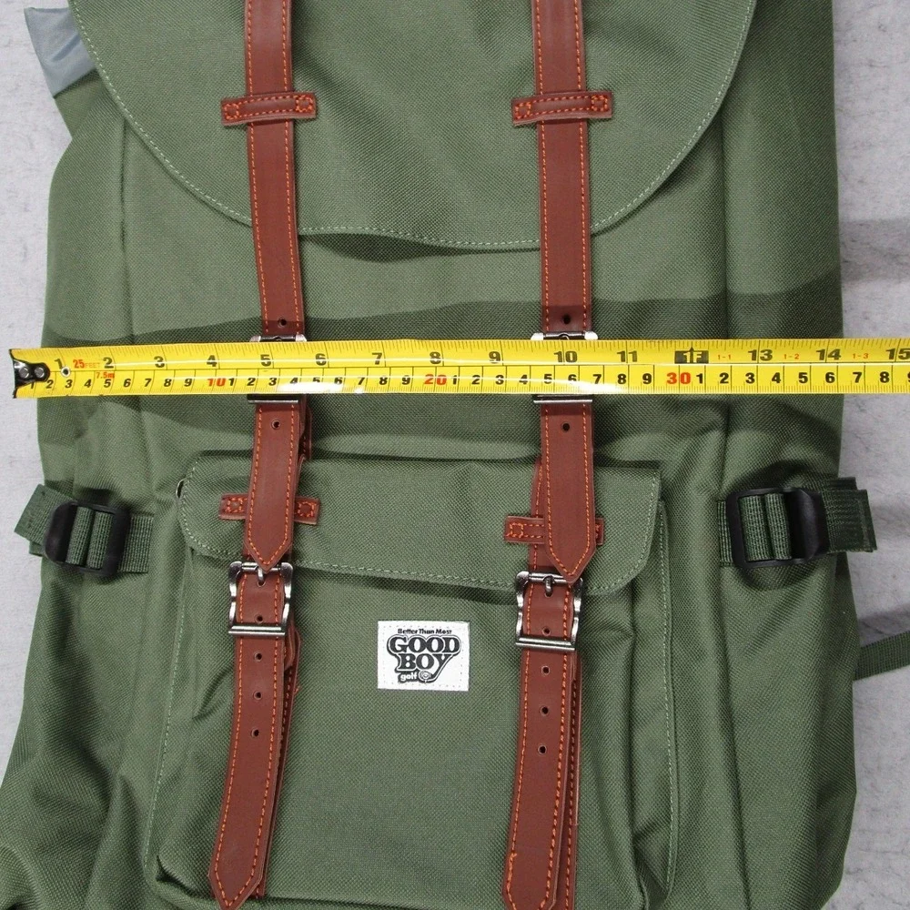 Good Boy Golf Backpack Olive Green Canvas Rucksack Laptop Sleeve Buckle Straps